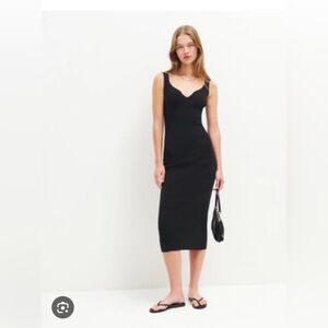 Reformation drake cotton sweater dress black XS